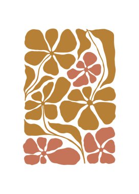 Çiçek soyut elementler. Botanik kompozisyonu. Modern trend Matisse minimal tarzı. Çiçek posteri, davet. Tebrik kartı veya davet tasarımı için vektör düzenlemeleri