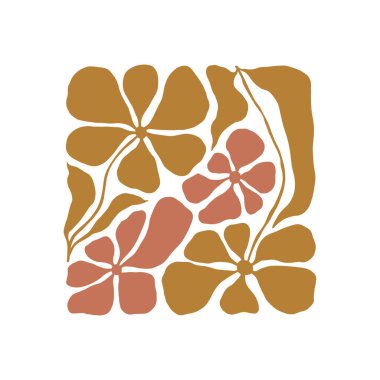 Çiçek soyut elementler. Botanik kompozisyonu. Modern trend Matisse minimal tarzı. Çiçek posteri, davet. Tebrik kartı veya davet tasarımı için vektör düzenlemeleri
