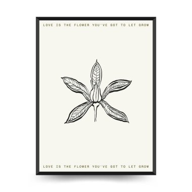 Soyut çiçek posterleri şablonu. Modern moda minimal tarz. Pembe ve mavi renkler. Duvar kağıdı, duvar dekoru, baskı, kartpostal, kapak, şablon, pankart için el çizimi tasarımı. 