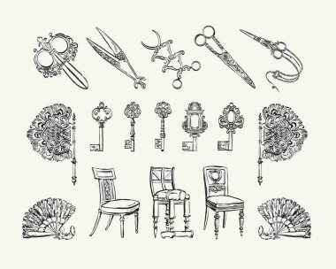 El çizimi la dolce vita klasik karalama koleksiyonu. Davetiyeler, menüler ve partiler için çizimler. La Dolce vita italyan tarzı. Provence köyünde yaz tatili.