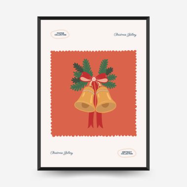 Mutlu Noeller ve mutlu yıllar dikey uçucu ya da poster şablonu. Modern trend Matisse minimal tarzı. Duvar kağıdı, duvar dekoru, baskı, kartpostal, kapak, şablon, pankart için el çizimi tasarımı.