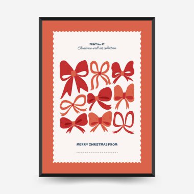 Mutlu Noeller ve mutlu yıllar dikey uçucu ya da poster şablonu. Modern trend Matisse minimal tarzı. Duvar kağıdı, duvar dekoru, baskı, kartpostal, kapak, şablon, pankart için el çizimi tasarımı.