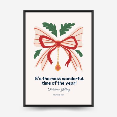 Mutlu Noeller ve mutlu yıllar dikey uçucu ya da poster şablonu. Modern trend Matisse minimal tarzı. Duvar kağıdı, duvar dekoru, baskı, kartpostal, kapak, şablon, pankart için el çizimi tasarımı.