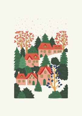 Mutlu Noeller ve mutlu yıllar illüstrasyonu. Modern moda minimal tarz. Duvar kağıdı, duvar dekoru, baskı, kartpostal, kapak, şablon, pankart için el çizimi tasarımı.