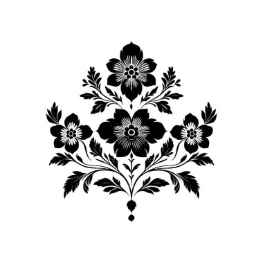 Büyülü soyut linocut çiçekler, kızlar ve süslü İskandinav tarzında mistik şeyler. El çizimi İllüstrasyon, Linocut Blok Yazısı.