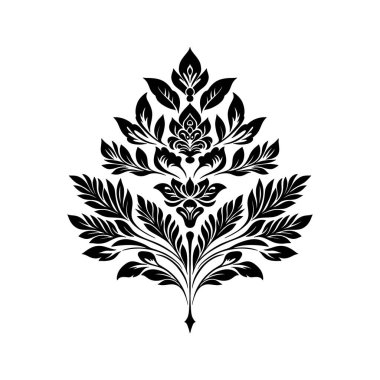 Büyülü soyut linocut çiçekler, kızlar ve süslü İskandinav tarzında mistik şeyler. El çizimi İllüstrasyon, Linocut Blok Yazısı.