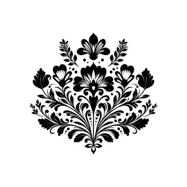 Büyülü soyut linocut çiçekler, kızlar ve süslü İskandinav tarzında mistik şeyler. El çizimi İllüstrasyon, Linocut Blok Yazısı.