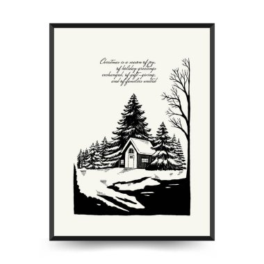 Mutlu Noeller ve mutlu yıllar dikey uçucu ya da poster şablonu. Modern trend Matisse minimal tarzı. Duvar kağıdı, duvar dekoru, baskı, kartpostal, kapak, şablon, pankart için el çizimi tasarımı.