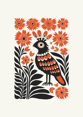 Soyut folk İskandinav sanat posterleri şablonu. Modern moda minimal tarz. Duvar kağıdı, duvar dekoru, baskı, kartpostal, kapak, şablon, pankart için el çizimi tasarımı. 