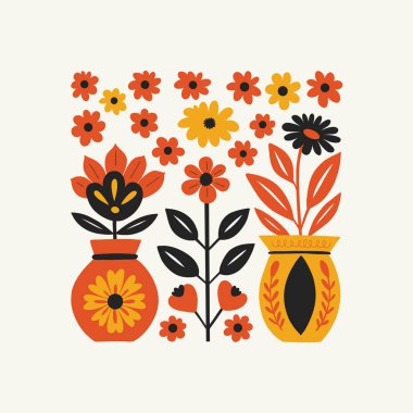 Soyut folk İskandinav sanat posterleri şablonu. Modern moda minimal tarz. Duvar kağıdı, duvar dekoru, baskı, kartpostal, kapak, şablon, pankart için el çizimi tasarımı. 