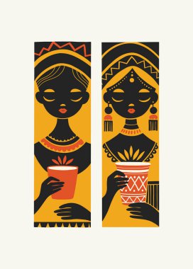 Soyut folk İskandinav sanat posterleri şablonu. Modern moda minimal tarz. Duvar kağıdı, duvar dekoru, baskı, kartpostal, kapak, şablon, pankart için el çizimi tasarımı. 