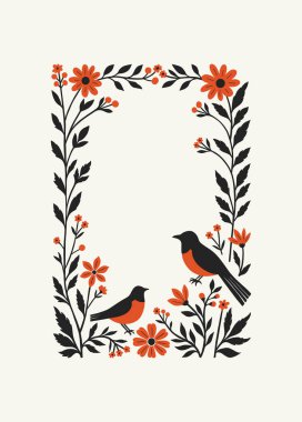 Soyut folk İskandinav sanat posterleri şablonu. Modern moda minimal tarz. Duvar kağıdı, duvar dekoru, baskı, kartpostal, kapak, şablon, pankart için el çizimi tasarımı. 