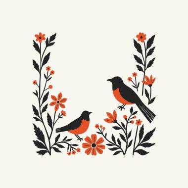 Soyut folk İskandinav sanat posterleri şablonu. Modern moda minimal tarz. Duvar kağıdı, duvar dekoru, baskı, kartpostal, kapak, şablon, pankart için el çizimi tasarımı. 