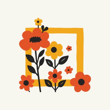 Soyut folk İskandinav sanat posterleri şablonu. Modern moda minimal tarz. Duvar kağıdı, duvar dekoru, baskı, kartpostal, kapak, şablon, pankart için el çizimi tasarımı. 