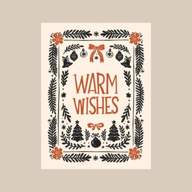 Mutlu Noeller ve mutlu yıllar dikey uçucu ya da poster şablonu. Modern trend Matisse minimal tarzı. Duvar kağıdı, duvar dekoru, baskı, kartpostal, kapak, şablon, pankart için el çizimi tasarımı.