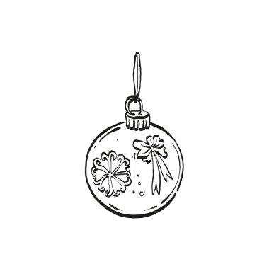 Mutlu Noeller ve mutlu yıllar illüstrasyonları, tebrik kartları, posterler, tatil örtüleri için. Xmas şenlikli linocut siyah el çizimi.