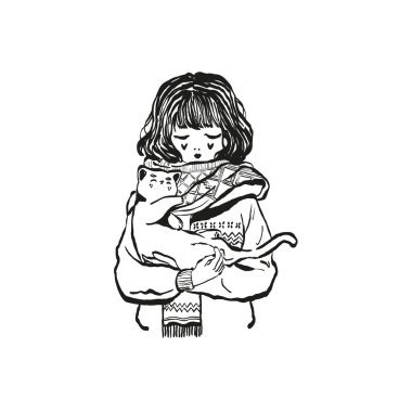 Mutlu Noeller ve mutlu yıllar illüstrasyonları, tebrik kartları, posterler, tatil örtüleri için. Xmas şenlikli linocut siyah el çizimi.