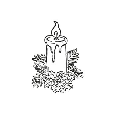 Mutlu Noeller ve mutlu yıllar illüstrasyonları, tebrik kartları, posterler, tatil örtüleri için. Xmas şenlikli linocut siyah el çizimi.