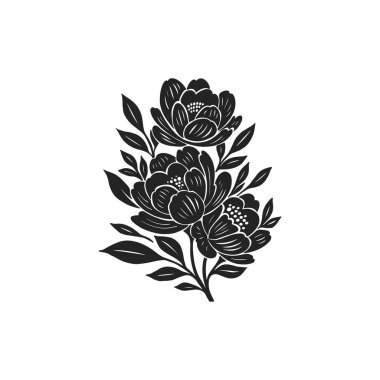 Botanik çizimi. Minimum bitki logosu, botanik çizim çizimi, çayır yeşilliği, yaprak ve çiçek açan soyut çizim elemanları koleksiyonu, kırsal dal. 