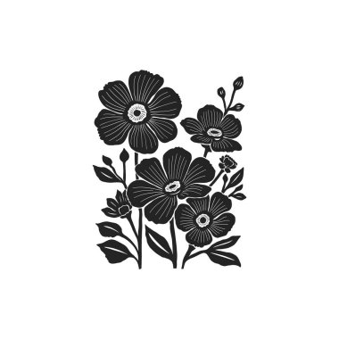 Botanik çizimi. Minimum bitki logosu, botanik çizim çizimi, çayır yeşilliği, yaprak ve çiçek açan soyut çizim elemanları koleksiyonu, kırsal dal. 