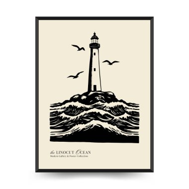 Su altı dünyası, okyanus, deniz, balık ve deniz kabukları dikey uçucu ya da poster şablonu. Modern trend Matisse asgari stili.