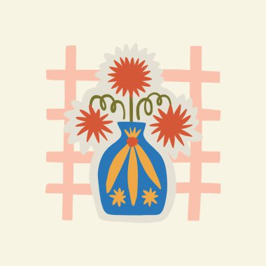 Çiçek soyut elementler. Botanik kompozisyonu. Modern trend Matisse minimal tarzı. Çiçek posteri, davet. Tebrik kartı veya davet tasarımı için vektör düzenlemeleri