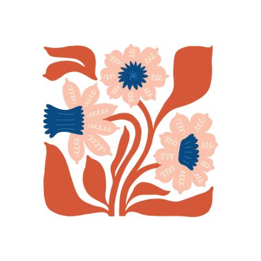 Çiçek soyut elementler. Botanik kompozisyonu. Modern trend Matisse minimal tarzı. Çiçek posteri, davet. Tebrik kartı veya davet tasarımı için vektör düzenlemeleri