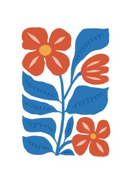 Çiçek soyut elementler. Botanik kompozisyonu. Modern trend Matisse minimal tarzı. Çiçek posteri, davet. Tebrik kartı veya davet tasarımı için vektör düzenlemeleri