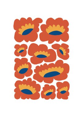 Çiçek soyut elementler. Botanik kompozisyonu. Modern trend Matisse minimal tarzı. Çiçek posteri, davet. Tebrik kartı veya davet tasarımı için vektör düzenlemeleri