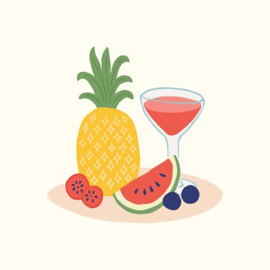 Soyut çocuksu yazlık titreşim posterleri şablonu. Modern moda minimal tarz. Duvar kağıdı, duvar dekoru, baskı, kartpostal, kapak, şablon, pankart için el çizimi yuvarlak tasarım. 