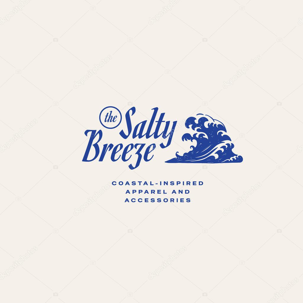 Minimalist ocean-themed vector logo. Features stylized waves and marine elements. Perfect for eco brands, travel agencies, or beach-related businesses.