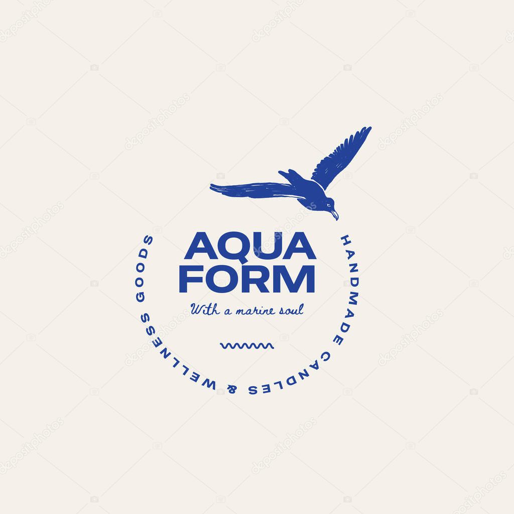 Minimalist ocean-themed vector logo. Features stylized waves and marine elements. Perfect for eco brands, travel agencies, or beach-related businesses.