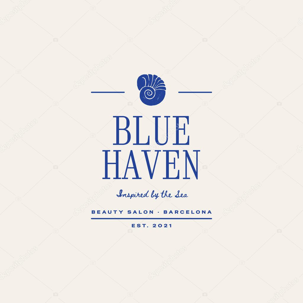 Minimalist ocean-themed vector logo. Features stylized waves and marine elements. Perfect for eco brands, travel agencies, or beach-related businesses.