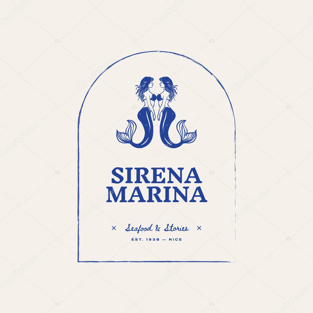Minimalist ocean-themed vector logo. Features stylized waves and marine elements. Perfect for eco brands, travel agencies, or beach-related businesses.