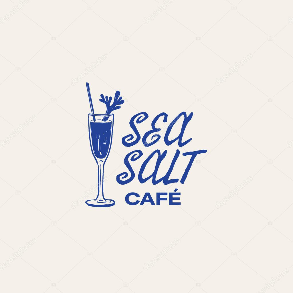 Minimalist ocean-themed vector logo. Features stylized waves and marine elements. Perfect for eco brands, travel agencies, or beach-related businesses.