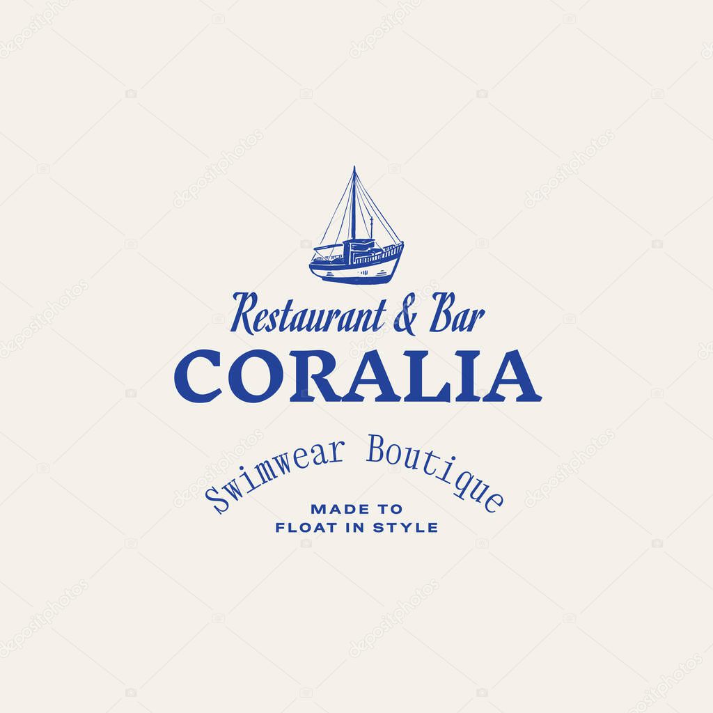 Minimalist ocean-themed vector logo. Features stylized waves and marine elements. Perfect for eco brands, travel agencies, or beach-related businesses.