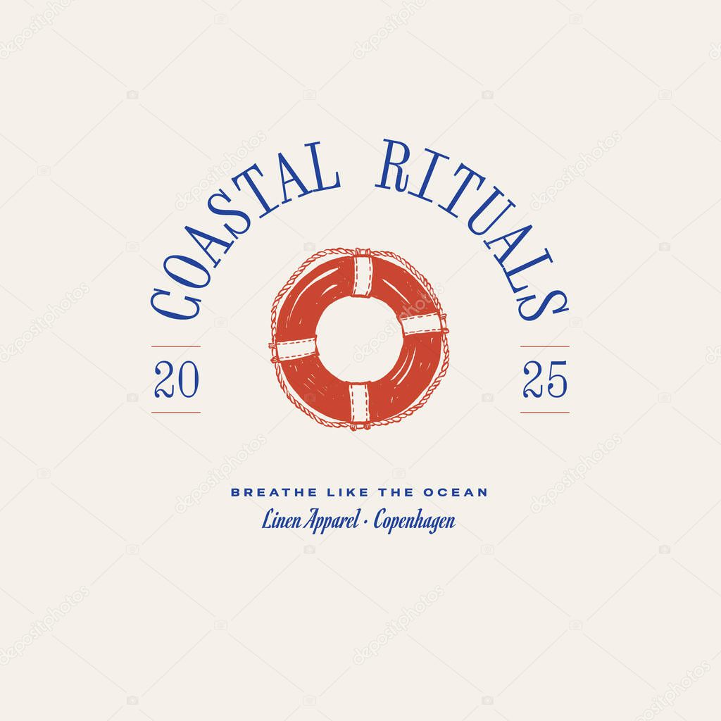 Minimalist ocean-themed vector logo. Features stylized waves and marine elements. Perfect for eco brands, travel agencies, or beach-related businesses.