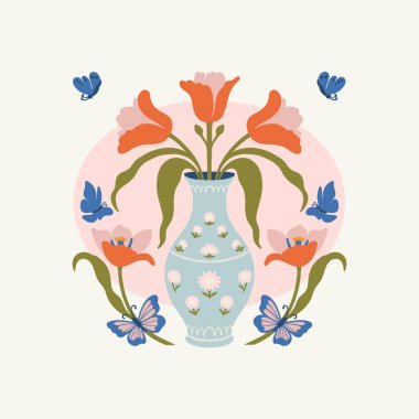 Çiçek soyut elementler. Botanik kompozisyonu. Modern trend Matisse minimal tarzı. Çiçek posteri, davet. Tebrik kartı veya davet tasarımı için vektör düzenlemeleri