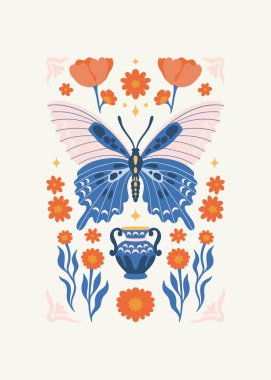 Çiçek soyut elementler. Botanik kompozisyonu. Modern trend Matisse minimal tarzı. Çiçek posteri, davet. Tebrik kartı veya davet tasarımı için vektör düzenlemeleri