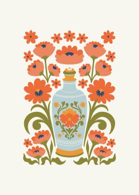 Çiçek soyut elementler. Botanik kompozisyonu. Modern trend Matisse minimal tarzı. Çiçek posteri, davet. Tebrik kartı veya davet tasarımı için vektör düzenlemeleri