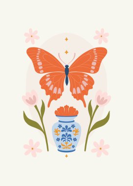 Çiçek soyut elementler. Botanik kompozisyonu. Modern trend Matisse minimal tarzı. Çiçek posteri, davet. Tebrik kartı veya davet tasarımı için vektör düzenlemeleri