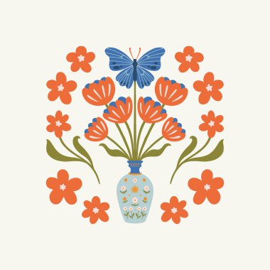 Çiçek soyut elementler. Botanik kompozisyonu. Modern trend Matisse minimal tarzı. Çiçek posteri, davet. Tebrik kartı veya davet tasarımı için vektör düzenlemeleri