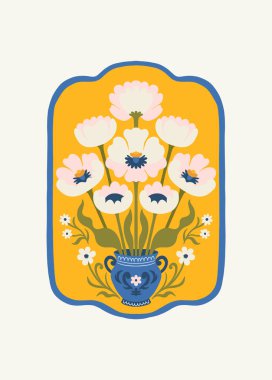 Çiçek soyut elementler. Botanik kompozisyonu. Modern trend Matisse minimal tarzı. Çiçek posteri, davet. Tebrik kartı veya davet tasarımı için vektör düzenlemeleri