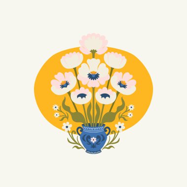 Çiçek soyut elementler. Botanik kompozisyonu. Modern trend Matisse minimal tarzı. Çiçek posteri, davet. Tebrik kartı veya davet tasarımı için vektör düzenlemeleri