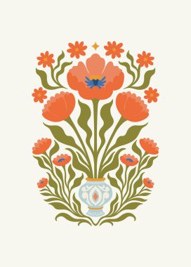 Çiçek soyut elementler. Botanik kompozisyonu. Modern trend Matisse minimal tarzı. Çiçek posteri, davet. Tebrik kartı veya davet tasarımı için vektör düzenlemeleri