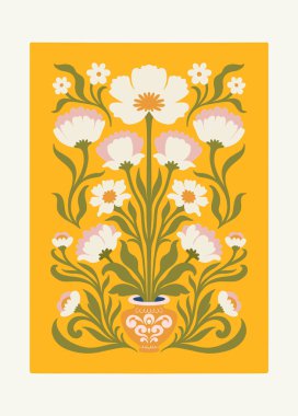 Çiçek soyut elementler. Botanik kompozisyonu. Modern trend Matisse minimal tarzı. Çiçek posteri, davet. Tebrik kartı veya davet tasarımı için vektör düzenlemeleri
