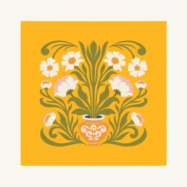 Çiçek soyut elementler. Botanik kompozisyonu. Modern trend Matisse minimal tarzı. Çiçek posteri, davet. Tebrik kartı veya davet tasarımı için vektör düzenlemeleri