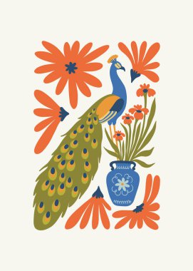 Çiçek soyut elementler. Botanik kompozisyonu. Modern trend Matisse minimal tarzı. Çiçek posteri, davet. Tebrik kartı veya davet tasarımı için vektör düzenlemeleri