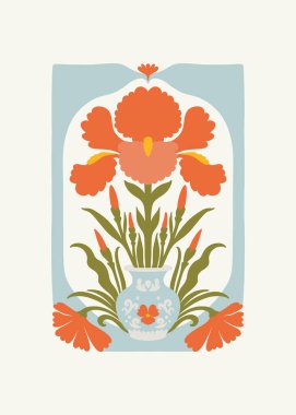 Çiçek soyut elementler. Botanik kompozisyonu. Modern trend Matisse minimal tarzı. Çiçek posteri, davet. Tebrik kartı veya davet tasarımı için vektör düzenlemeleri