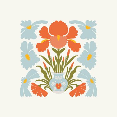 Çiçek soyut elementler. Botanik kompozisyonu. Modern trend Matisse minimal tarzı. Çiçek posteri, davet. Tebrik kartı veya davet tasarımı için vektör düzenlemeleri